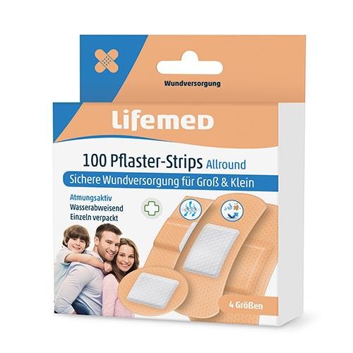100 "Lifemed" Pflaster-Strips hautfarben "Allround" 4 Größen