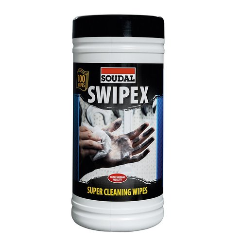 Soudal Swipex Reinigungstücher Dose mit 100 Stück - entfernt PU, Silikon, Acryl