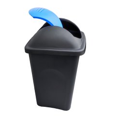 Mülleimer 30 L groß - schwarz mit blauem Schwingdeckel - was, € 32,15