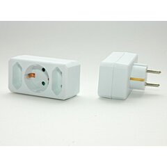 3-fach Stecker - Adapter  2 +  1, ohne Kabel , weiß