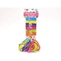 Haargummi-Set, 36 Stück auf Karte, uni + Haarschmuck