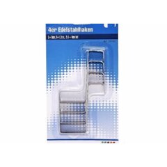 4er Edelstahlhaken  L= 8cm, B=1,3cm,  2,4 + 4cm tief  auf...