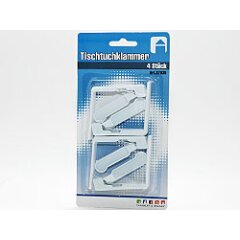 4 Tischtuchklammern, weiß mit Metallfeder, 4,5cm