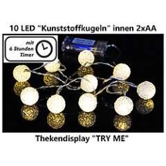 10 LED Kunstoffkugeln innen 2 x AA Batterie im Thekendisplay