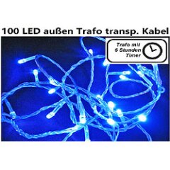 100 LED Lichterkette  , für Außen mit Trafo u....