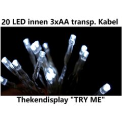 20er LED-Lichterkette, ca. 2m, weiß für innen,...